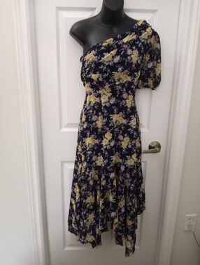 INMOD asymmetrical One Shoulder Midi Dress